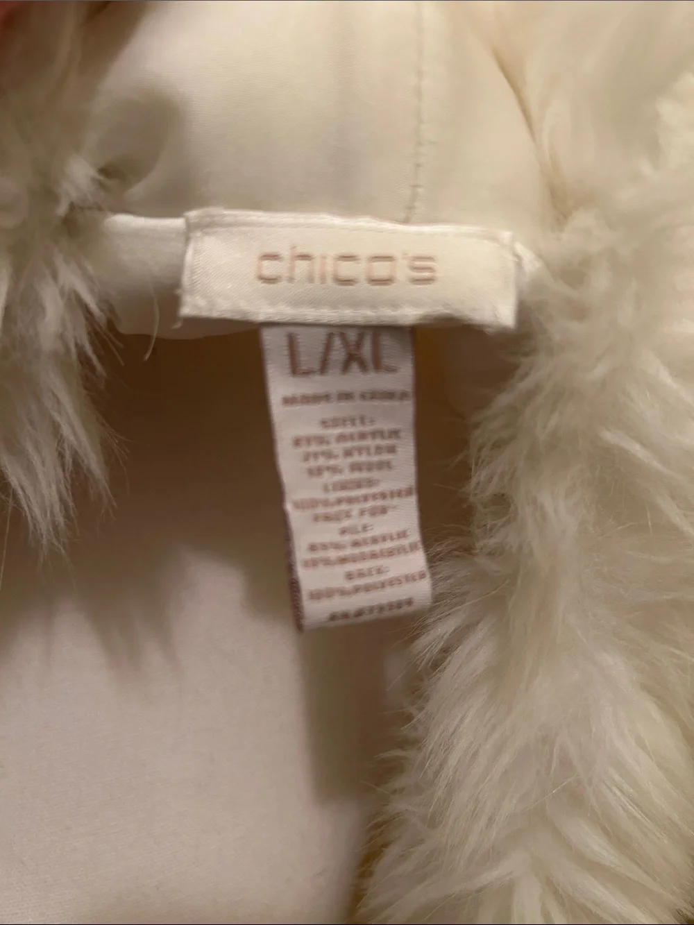 Chico's Ivory Faux Fur Trim Embellished Vest - Picture 2 of 5